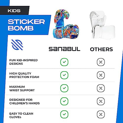 Sanabul Sticker Bomb Kids Boxing Gloves Children & Youth Boxing MMA and Kickboxing Gloves - size: 6 OZ, style: ROAR RAGE