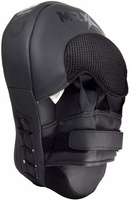 Punching Mitts MMA Muay Thai Boxing Pads, Gel Tech Leather Curved Focus Mitts, Training Hand Pads Sparring Martial Arts Karate Dojo Target Strike Shield - color: Black
