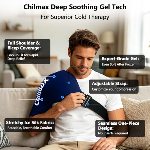 Shoulder Ice Pack Wrap for Rotator Cuff Cold Therapy Brace 2Pack - color: 2 Pcs Large-blue