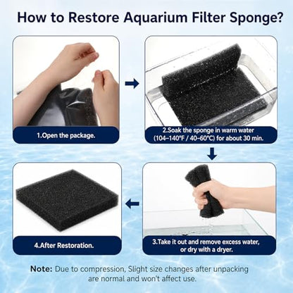 6 Pack Fish Tank Filter Sponge, 6.3x3.9x0.79in Inch Aquarium Filter Sponge Aquariums Filters Media for Fish Tank Sump Canister Filters for Freshwater and Saltwater Aquariums