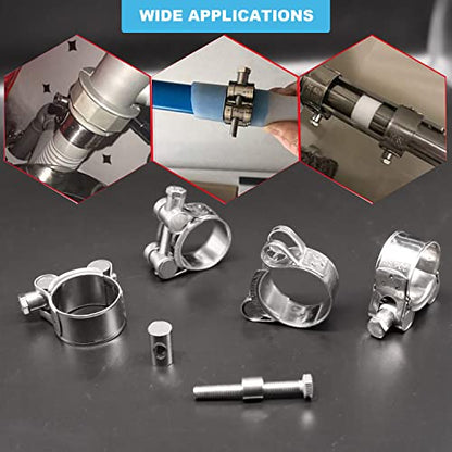 AKIHISA T-Bolt Hose Clamp,68-73mm OD Range 304 Stainless Steel Pipe Strap Clamp, Adjustable Heavy Duty Tube Clamp (2Pack, 2.68" to 2.87") - size: 68-73mm 2pack