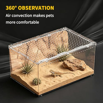 Reptile Growth Reptile PC Terrarium,Tarantula Enclosure,Spider Tank with Magnetic Button.12"x 8" x 6" Lizard Enclosure,Reptile Breeding Tank for Insect,Fish,Tarantula,Hermit Crab,Small Bearded Dragon