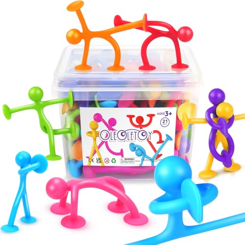 OleOletOy Suction Fidget Toys for Kids: 21 Pack Stretchy Suction Cup Sensory Toys - Bulk Fidgets for Kids Autism ADHD Classroom Prizes Party Favors - Travel Toys for Car Windows Road Trips - style: 21pcs