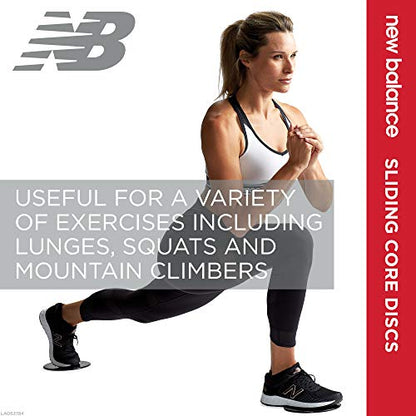 New Balance Sliding Core Discs Workout Sliders - Fitness Ab Sliders Dual-Sided Pads (Carpet/Hardwood Floor) | Home Ab Exercise Equipment for Women, Men, Black/Grey