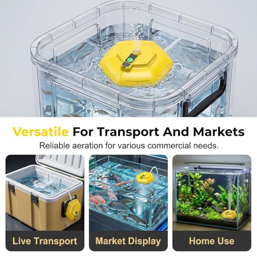 IPX7 Floating Rechargeable Bait Bucket Aerator,3000mAh Portable Live Bait Oxygen Pump,Ultra-Quiet Bubbler for Fishing,Minnow Bucket,Fish Tank,Livewell & Bait Transportation