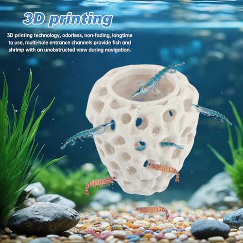 Shrimp Dome Hide Shrimp Hides for Aquarium Bettas Fish Hideout with Suction Cup Aquarium Fish Cave Hideout Bettas Habitat Fishs Tank Tunnel(Color:White)