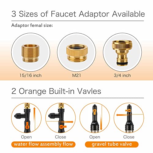 hygger Upgrade Aquarium Water Changer Kit, Semi-Automatic Fish Tank Gravel Cleaner, with 49 FT Water Hose, Flow Control Valve - size: 49FT