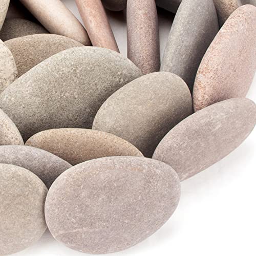 [About 97 PCS - 105 PCS](18 Pounds) Painting Rocks,2.33"-3.72" River Rocks,DIY Rocks,Flat Rocks,Craft Rocks,Natural Stones