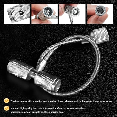 Valve Stem Installation Fishing Tool, 3 in 1 Tire Plug Core Remover Wheel Stems Fishing Tool, Multifunction Car Valve Stem Puller Plug Core Repair Tools, Car Accessories