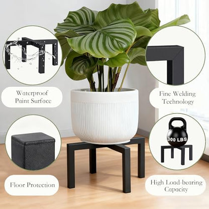 2 Pack 12" Metal Plant Stand Indoor Outdoor, Heavy Duty Plant Stools Indoor, Mid Century Modern Planter Holders, Low Short Plant Pot Stands, Black, Fit 5"-12" Pot - size: 12 INCH