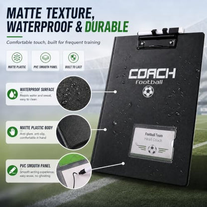 Magnetic Soccer Coaching Board, Double-Sided Dry Erase Soccer Tactics Clipboard for Coaches, Portable Soccer Whiteboard with Magnets, Marker Pen, Eraser for Coaching and Match Strategy - size: Upgraded Set