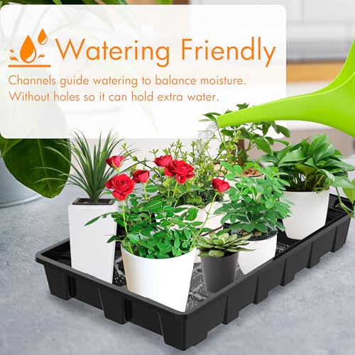 Gardzen 10 Pack Seed Trays, Reusable Plant Grow Trays, Ideal for Seed Starting, Microgreens, Indoor Gardening, and Greenhouse Nurseries - No Drain Holes, 14.5"x9" - size: 14.5L x 9W x 1.8H