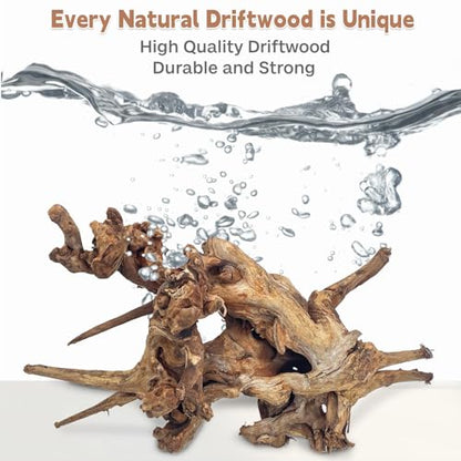 Natural Large Driftwood for Aquarium Fish Tank Decorations, Driftwood for Reptile Tank Bearded Dragon Tank Accessories Terrarium Decor (7.5 to 14.5 inches / 2 Pack)