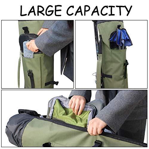 Allnice Durable Canvas Fishing Rod & Reel Organizer Bag Travel Carry Case Bag- Holds 5 Poles & Tackle