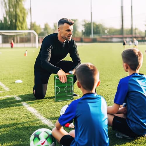 WISYOK Soccer Coaching Clipboard, Dry Erase, Double Sided | Tactical Board, Ideal for Soccer Practice, Game Planning, Strategy, Training Sessions, Coach Gift - style: Soccer