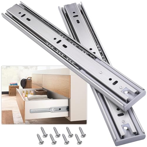 Soft Close Stainless Steel Drawer Slides 1 Pair Full Extension 10 12 14 16 18 20 22 24 inch Side Mount Dresser Cabinet Replacement Ball Bearing Rails Runner 100LB - size: 10 Inch, style: Stainless soft close-1 pair