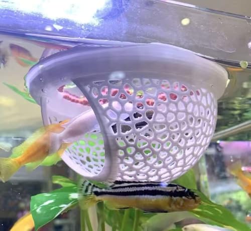 2pcs White Floating Betta Fish Hammock Bed,Beta Hide Cave and Resting Spot,Fish Tank Accessories Decor Toy,Betta Fish Feeding Ring for Aquarium,Shrimp Betta Log Bed(White, 1pcs Big and 1pcs Small)