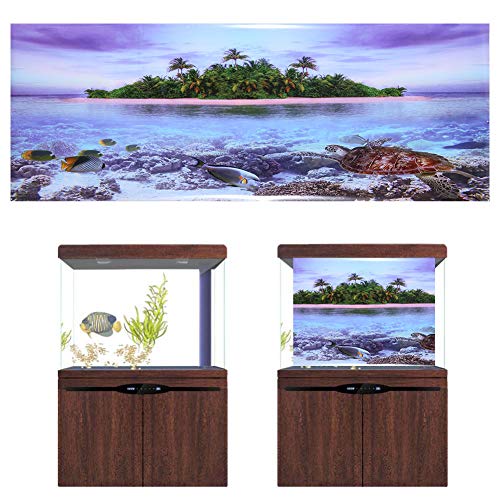 Zerodis Aquarium Background Poster, PVC Aquarium Decoration Sticker Beach Backdrop Decoration Paper 3D Effect Adhesive Decor Paper Sticker for Aquarium Background (91 * 50cm) - size: 91*50cm