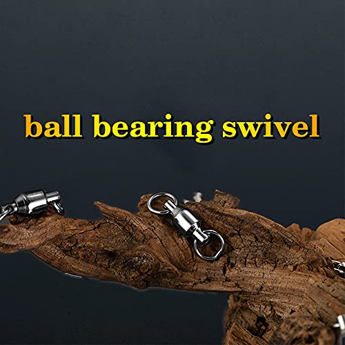AMYSPORTS Barrel Ball Bearing Swivel Saltwater Rolling Fishing Swivels Stainless Steel High Strength Connector Bearings Solid Welded Rings Black Nickel - size: Size 6+6 (176lb) 50 pcs