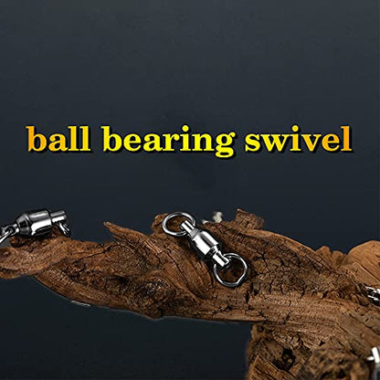 AMYSPORTS Barrel Ball Bearing Swivel Saltwater Rolling Fishing Swivels Stainless Steel High Strength Connector Bearings Solid Welded Rings Black Nickel - size: Size 6+6 (176lb) 50 pcs
