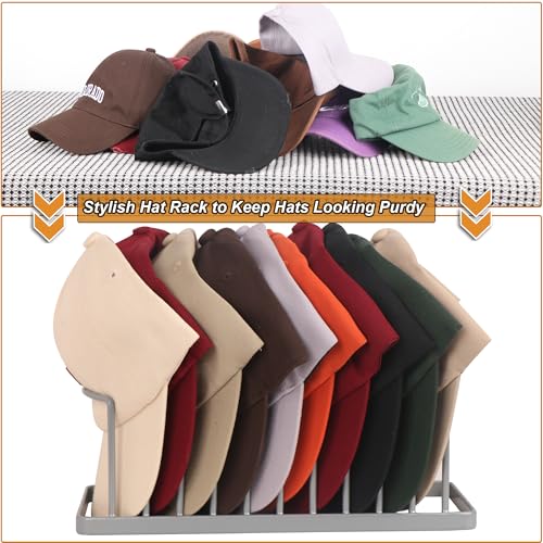 Hat Organizer for Baseball Caps - 2 Pack Hat Stand Holds 20 Caps | Heavy Duyt Metal Hat Rack, Space Saving Hat Holder, No Assembly Required for Tabletop, Closet, Desk Preserves Hat Shape Grey - color: Grey 2 Pack