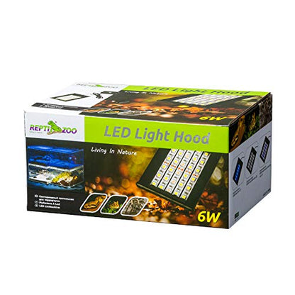 REPTI ZOO Terrarium Light - Day and Night Mode Reptile LED Light Hood with White and Blue Light for Different Pet Habits