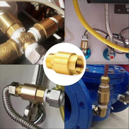 ChillWaves Brass In-Line Spring Check Valve 2" NPT Male x 2" NPT Female Thread, One-Way Non-return Vertical Check Valve for Backflow Prevention(1-PACK) - size: 2" MNPT x 2" FNPT, style: PACK OF 1