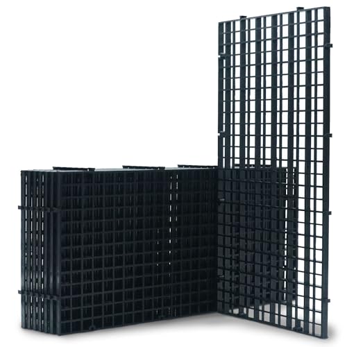 LINLAN 8 Pieces 5.9x11.8in (15X30cm) Aquarium Grid Plastic, Fish Tank Divider, Egg Crate for DIY Filtration and Bottom Protection in Aquascaping (Black-No Accessories) - color: Black, size: S