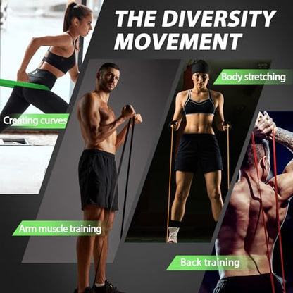 Resistance Bands for Pull Up Assist, Stretch Bands & Exercise Workout Set - color: 5-85LBS COLOR+Grip