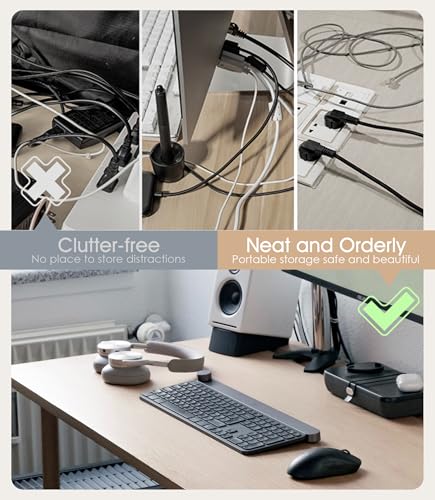 Cable Management Under Desk, Adjustable Self-Adhesive Silicone Cable Ties Cord Organizer, Reusable Heavy-Duty Cord Holder Under Table for Office, Home, School (10Pcs-Black)