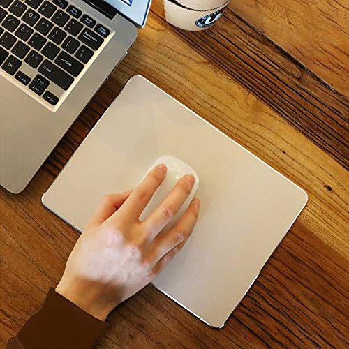 Hard Metal Silver Aluminum Mouse Pad Mat Ultra Thin Big XL Double Side Design Mouse Mat Waterproof Fast and Accurate Control for Gaming and Office(Large 11.81X9.45 Inch)
