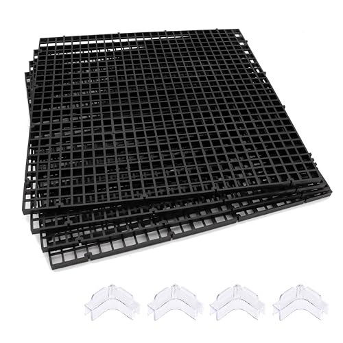 Hipanda Aquarium Hood Fish Tank top Cover, Terrarium lid Plastic Grid with 4-Piece Set Corner Protectors. Prevents Jumping (Fit 8MM/0.3inch Glass Black) - size: Fit 8MM/0.3inch Glass Black