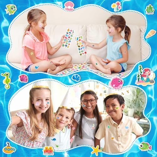 UPINS 12 Sheets Ocean 3D Puffy Stickers for Kids, Under The Sea Animal Cute Fish Shark Foam Stickers for Boys Girls Birthday Gifts, Classroom Reward, DIY Crafts Decorations