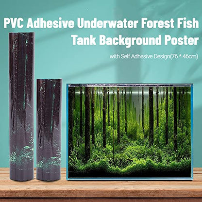 Fish Stickers Wallpaper, PVC Adhesive Undersea Backdrop Seaweed Aquarium Background Decoration Water Plants Fish Background - size: 76*46cm