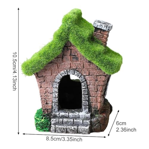 2pcs Fish House Aquarium Decoration Figurine Hide Cave Hut Micro Landscape Decor Fish Tank Ornaments for Garden Yard Bonsai