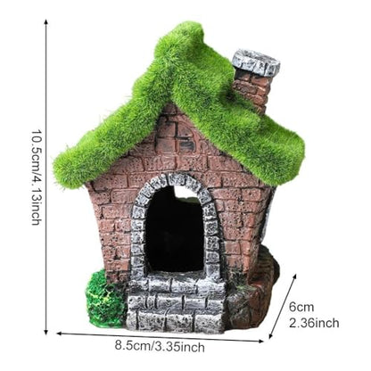 2pcs Fish House Aquarium Decoration Figurine Hide Cave Hut Micro Landscape Decor Fish Tank Ornaments for Garden Yard Bonsai