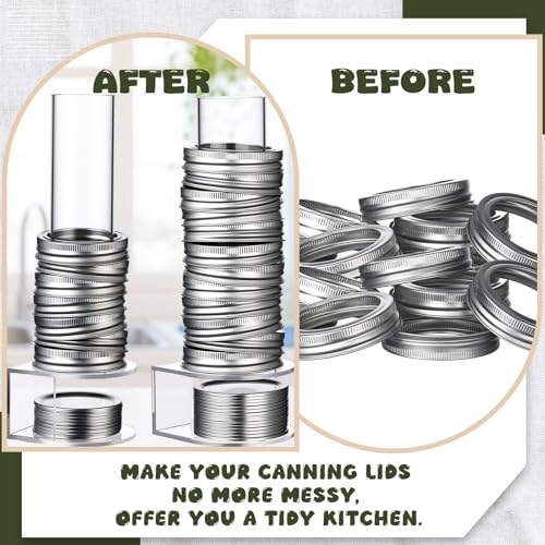 2 Pack Mason Jar Lid Organizer Wide & Regular Mouth Storage Rack for Canning Jar Lids and Rings Acrylic Vertical Storage Holder Kitchen Organization & Tumbler Lids