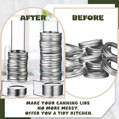 2 Pack Mason Jar Lid Organizer Wide & Regular Mouth Storage Rack for Canning Jar Lids and Rings Acrylic Vertical Storage Holder Kitchen Organization & Tumbler Lids