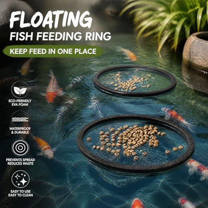 16 Pcs Fish Feeding Ring Combo Set, 4 Pcs Mixed Shape with Suction Cup + 12 Pcs Multi-Size Floating Ring, EVA Floating Plant Corral, Black Aquarium Feeding Ring for Fish Tank, Betta Fish Accessories