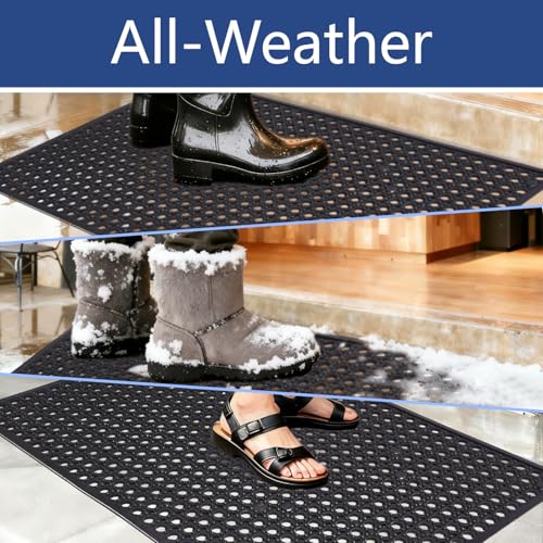Outdoor Rubber Mat Kitchen Anti-Fatigue Floor Mats (24" x 36") Restaurant Bar Floor Mat New Rubber Non Slip Drainage Mat Black