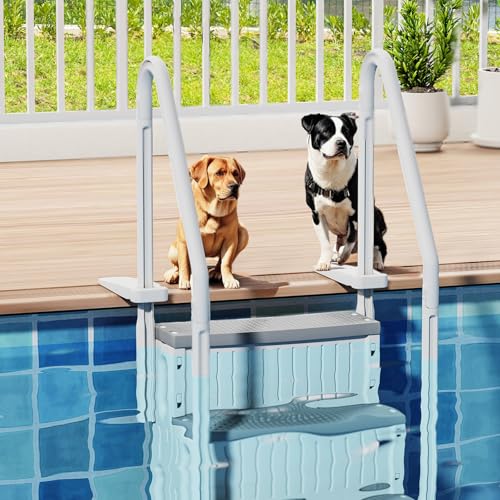 VINGLI Pool Ladder for Above Ground Pools 4-Step, Safety Stair - Full Gray - color: Full Gray, size: 4 Steps