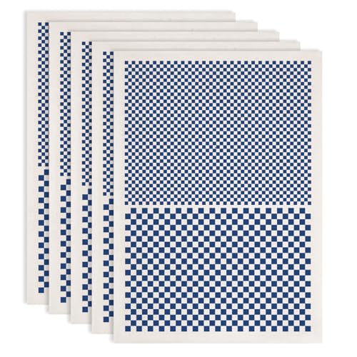 PLIGREAT 5 Pcs Vintage Plaid Underglaze Transfer Paper, 20.5x14.6in Blue Ceramic Decals Chessboard Under Glaze Transfers Art DIY Sticker for Pottery Enamel Decals DIY Handicraft Supplies - style: Plaid