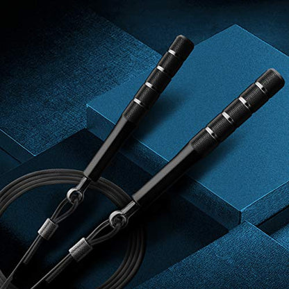 Jump Rope, Wastou Speed Jumping Rope for Training Fitness Exercise, Adjustable Adults Workout Skipping Rope for Men, Women, Kids, Girls - color: Black