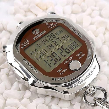 Stopwatch Timer, Digital Stop Watch with 0.01second & 0.001second Timing, Metal 10/100/400 Laps Memory, Rolilink Large dispaly Alarm Clock for Coach Sports Running Marathon - color: 100 Lap-metal