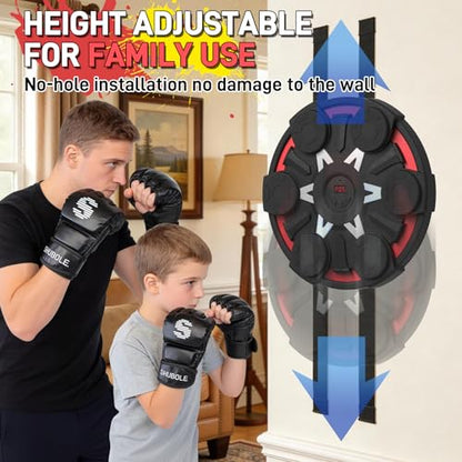 Music Boxing Machine for Kids & Adults - Wall Punching Pad with Lighting, 9-Speed Bluetooth Boxing Game with Gloves, Wall Mounted Exercise Equipment, 2026 Upgrade Boxing Equipment for Kids Age 6+ - color: Red
