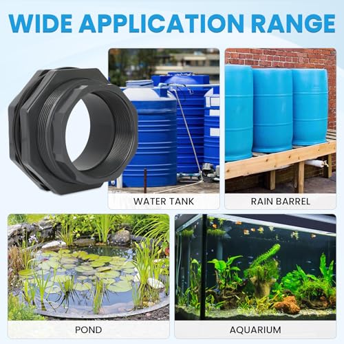 MARGAR 4“ Bulkhead Fitting for Tank, Industrial UPVC Water Tank Connector Adapter Fitting for Rain Barrels，Ponds，Pools，Aquariums