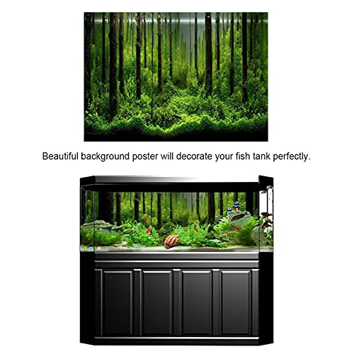 Shanrya Fish Tank Background Paper, Colorful Waterproof Aquarium Poster, 1 Pcs Adhesive Underwater Forest Tank for Fish Tank Home(122 * 46cm)