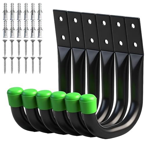 SWANLAKE Heavy Duty Garage Storage Utility Hooks, Utility Hooks for Garage Wall,Color Black (6PCS) - color: Green