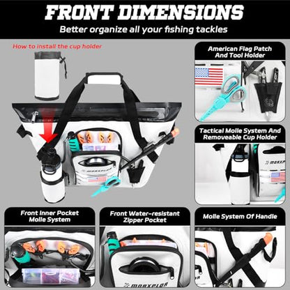 Insulated Fish Cooler Kill Bag with Flat Bottom-25x17.5 40x16 60x20Inches Waterproof Fishing tackle Kill Cooler Bag - color: White-26x18x9
