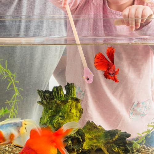FRCOLOR Fish Training Stick Toys Fish Betta Training Wand Betta Bed Tunnel Hide Resting Tube Wooden Stick Interactive Wooden Wand for Aquariums-Random Color